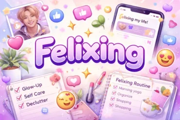 Felixing keyword trend concept shown through social media captions, fandom tags, and lifestyle reset themes in a modern digital culture context.