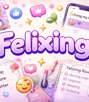 Felixing keyword trend concept shown through social media captions, fandom tags, and lifestyle reset themes in a modern digital culture context.