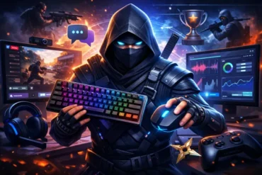 Lwedninja gaming platform interface showing community hubs, LFG, guides, and build settings features in 2026