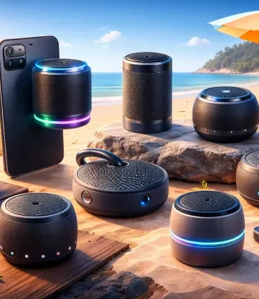 Magnetic bluetooth speaker attached to a metal surface with compact portable design for travel, desk setup, and outdoor use in 2026