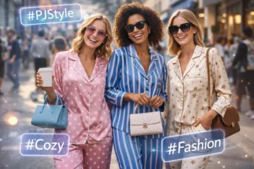 Pyjamaspapper outfit styling with matching pajama set