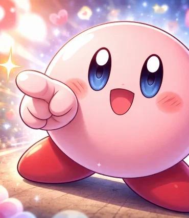 kirby dedo viral cartoon character pointing meme in anime style edit