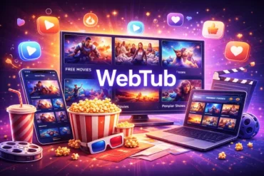 WebTub entertainment platform showing free movies, trending videos, and popular shows available this week